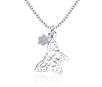 Butterfly Shaped CZ Silver Necklace SPE-4904